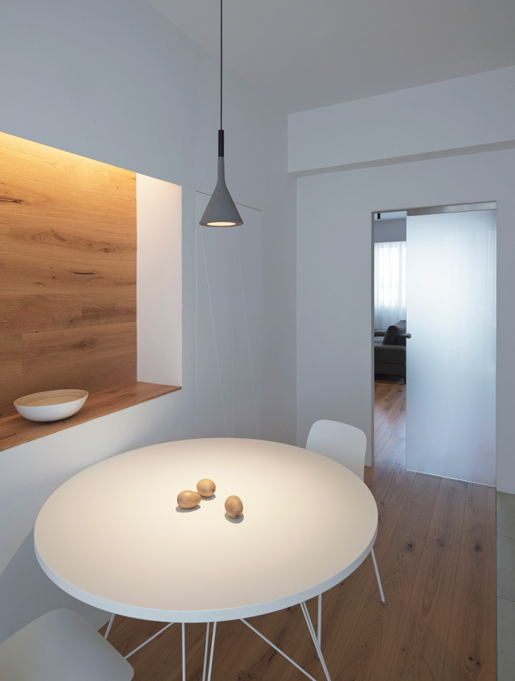 Mittelgroßes Modernes Wohnzimmer mit hellem Holzboden in Sonstige
