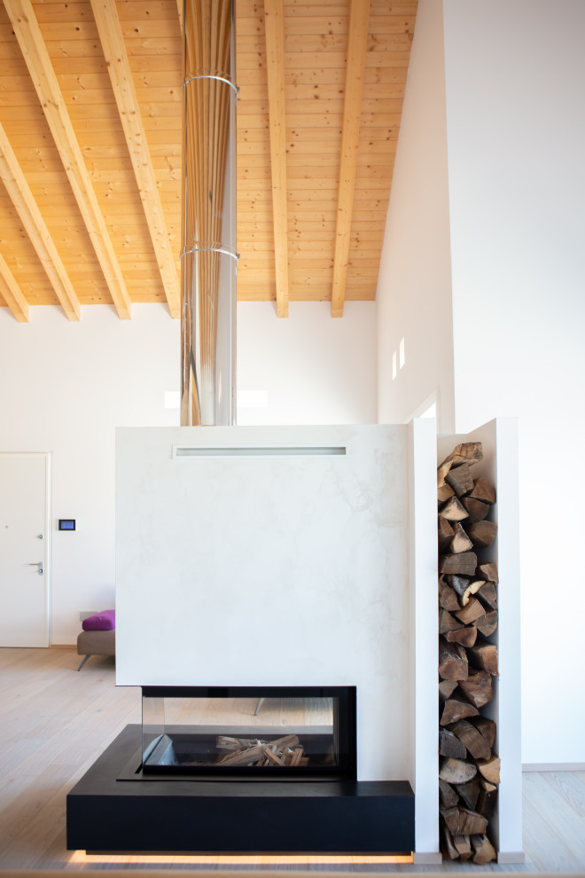 Idee per un grande soggiorno minimalista stile loft