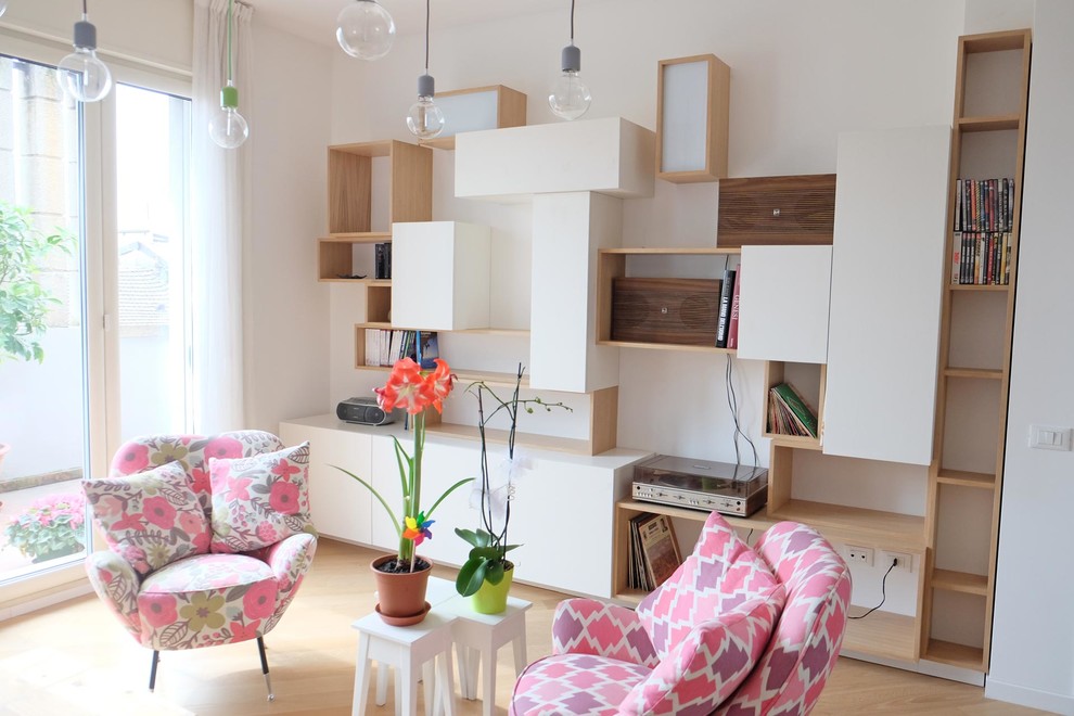 Mid-sized danish open concept living room photo in Turin