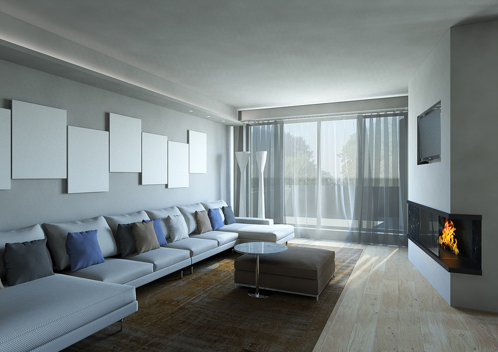Идея дизайна: гостиная комната в современном стиле