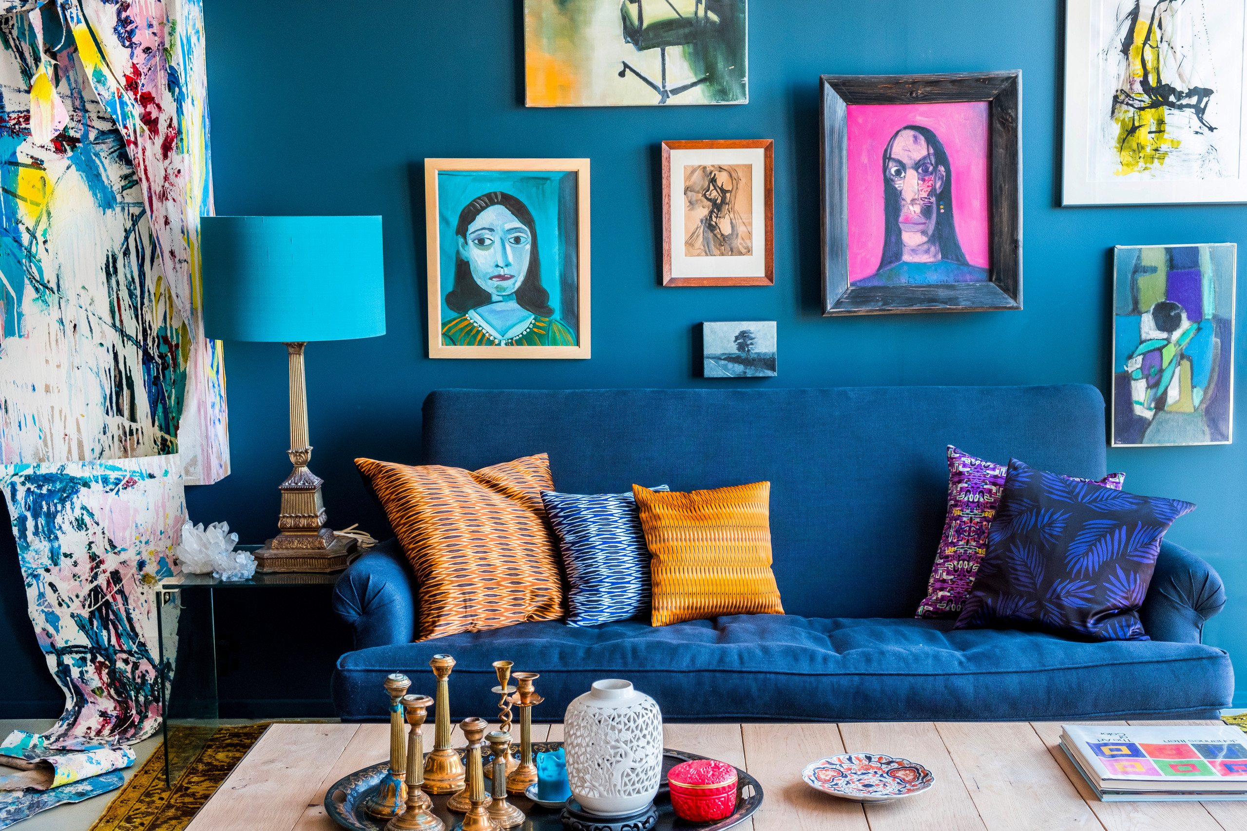 75 Eclectic Blue Living Room Ideas You'll Love - March, 2024
