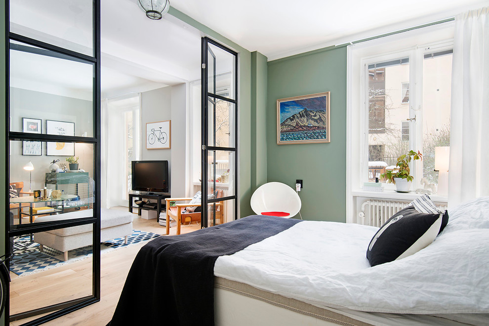 Inspiration for a modern bedroom remodel in Stockholm