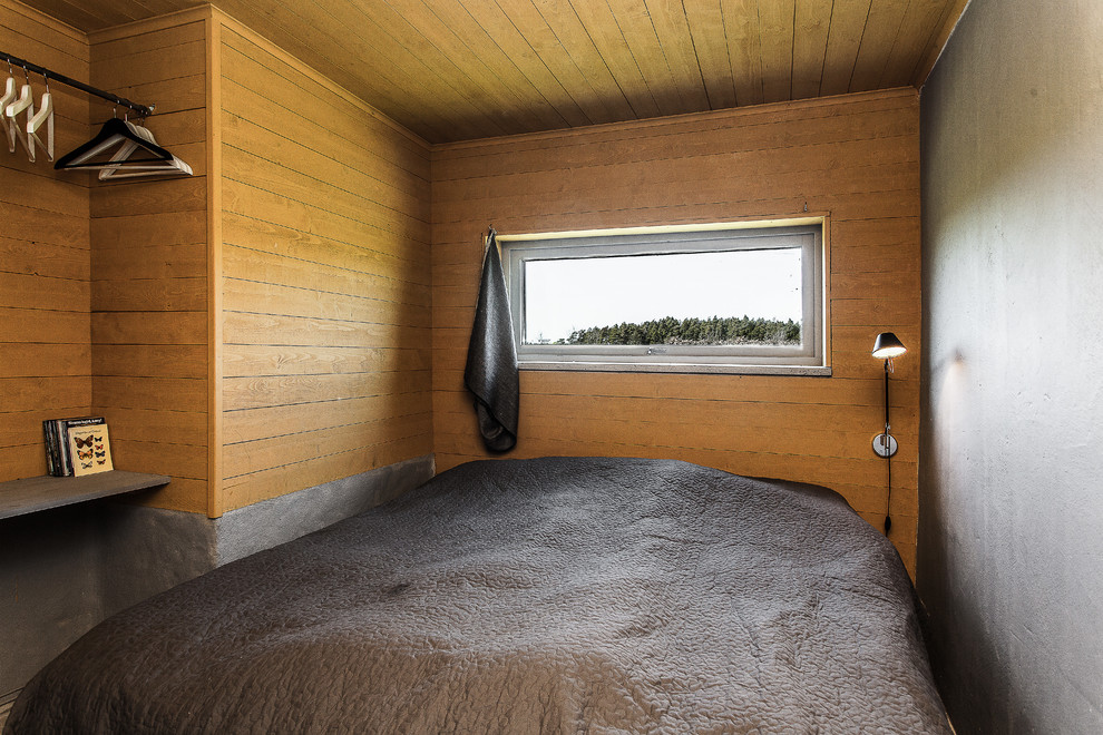 ストックホルムにあるラスティックスタイルのおしゃれな寝室のインテリア