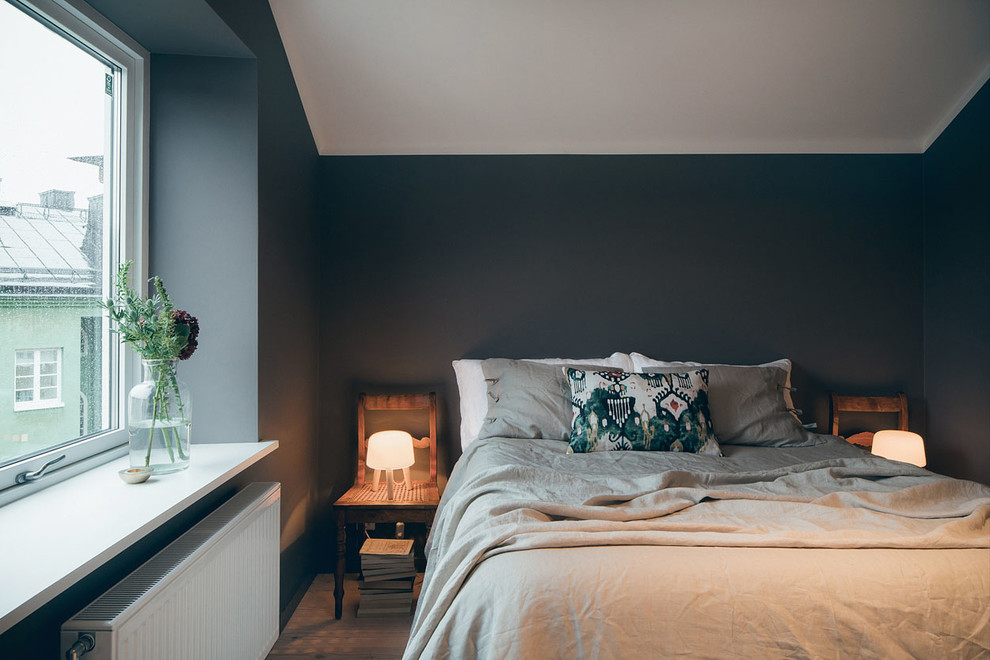 This is an example of a scandi bedroom in Stockholm.