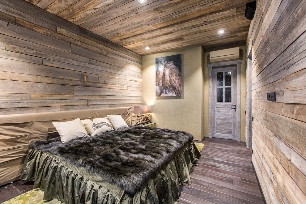 モスクワにあるラスティックスタイルのおしゃれな寝室のインテリア