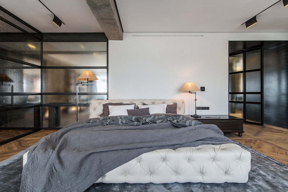 Inspiration for an industrial bedroom remodel in Miami
