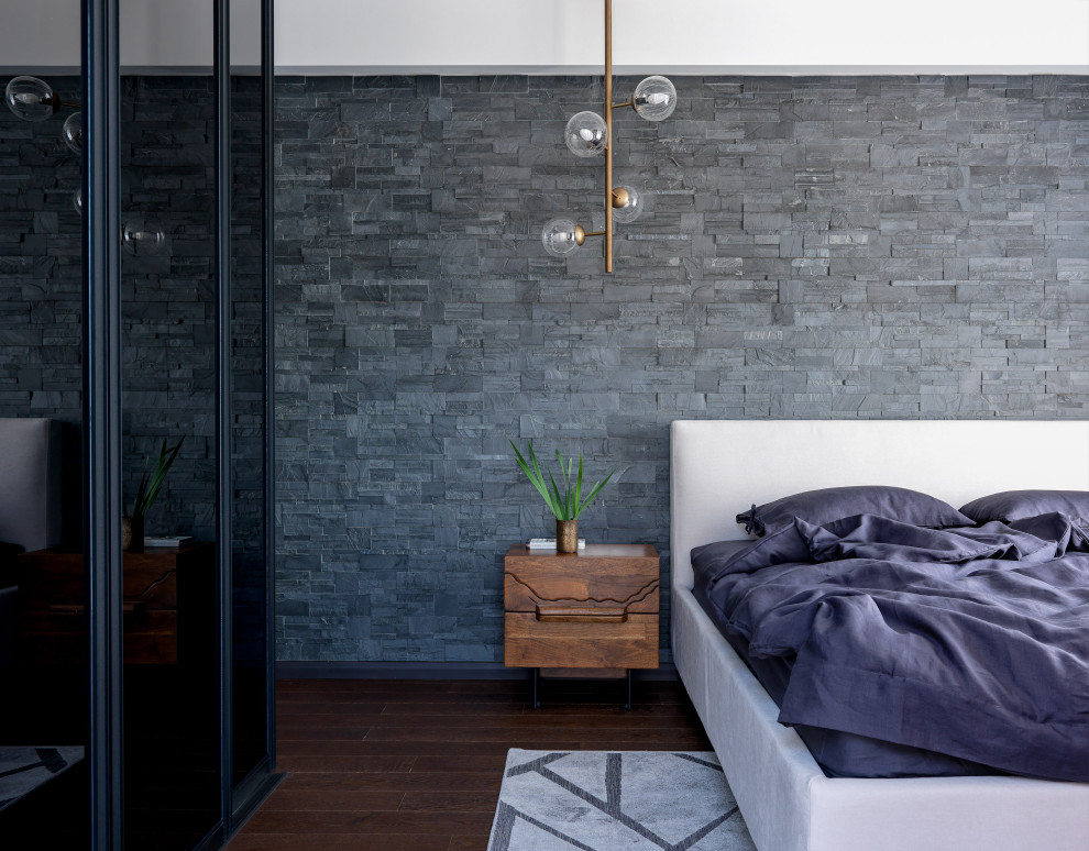 Inspiration for a contemporary bedroom remodel in Moscow