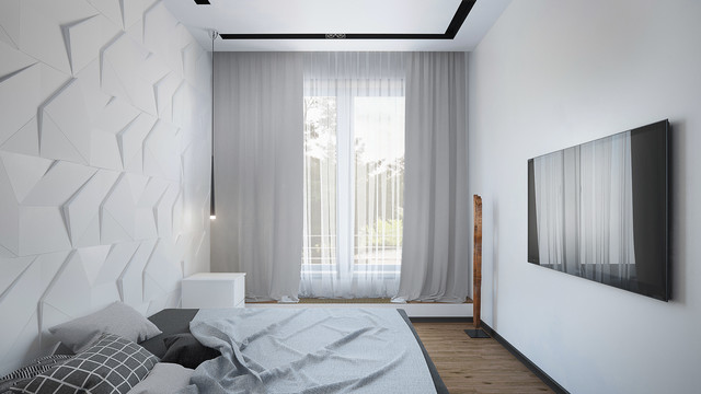 Дизайн спальни черно белого цвета (67 фото)