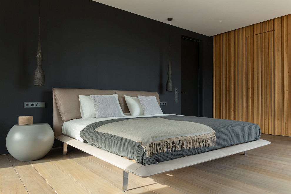Источник вдохновения для домашнего уюта: спальня в современном стиле с кроватью в нише