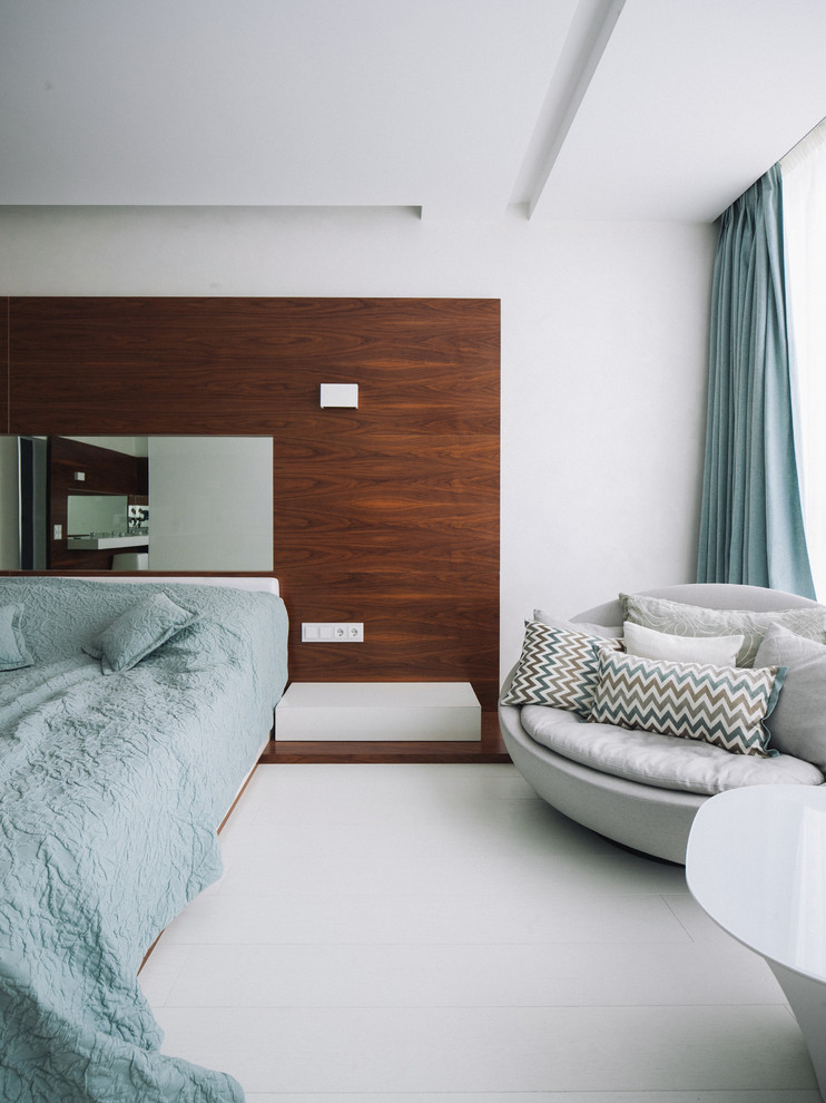 Свежая идея для дизайна: спальня в современном стиле - отличное фото интерьера