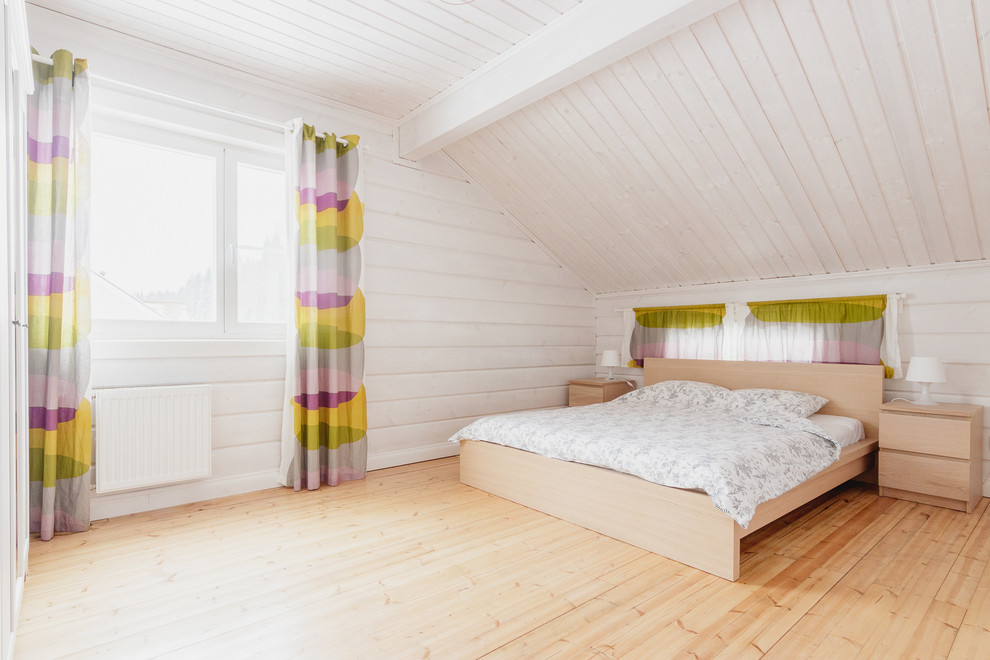 This is an example of a large scandinavian bedroom in Saint Petersburg.