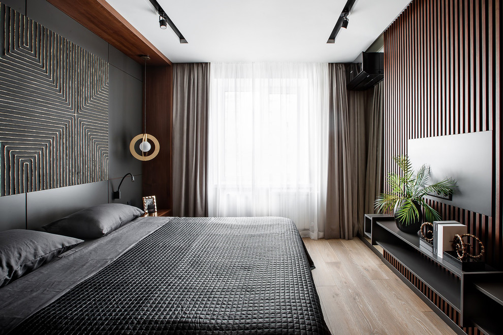 Photo of a contemporary bedroom in Yekaterinburg.