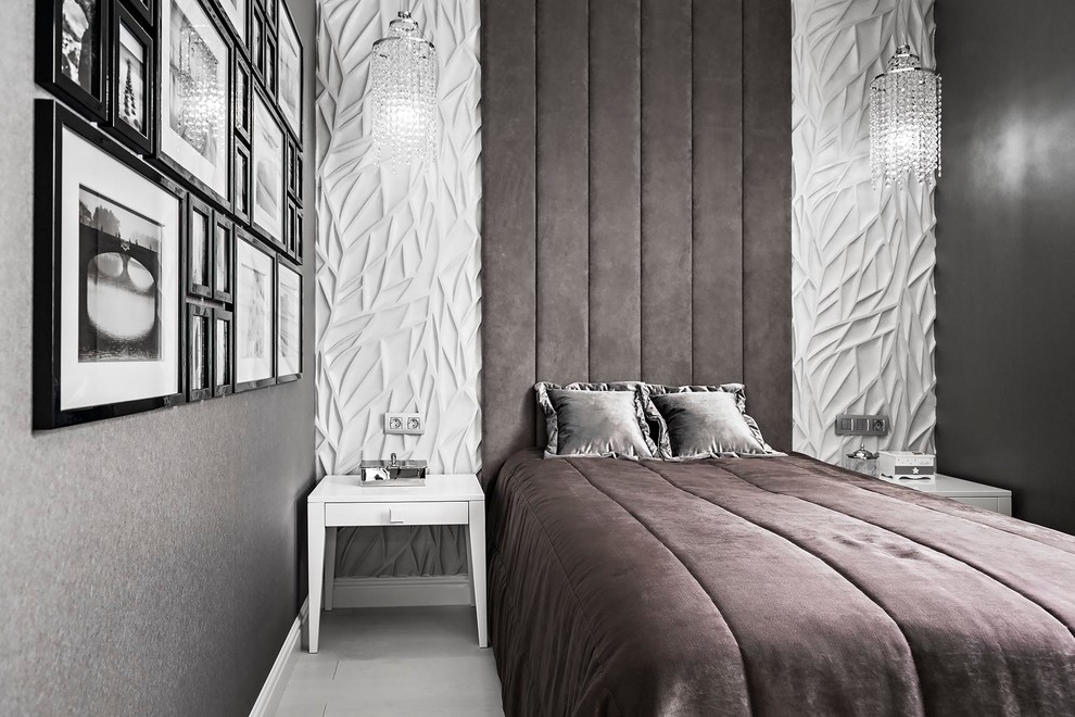 Идея дизайна: спальня среднего размера в современном стиле