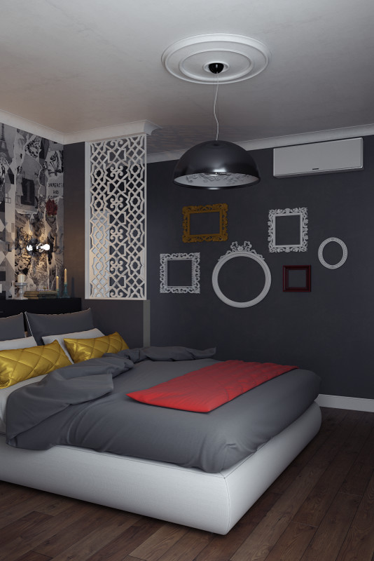 Example of an urban bedroom design in Other