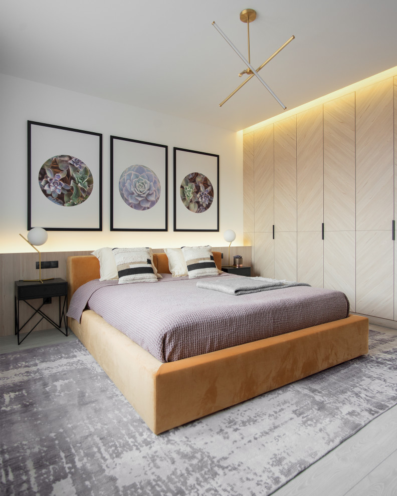 Свежая идея для дизайна: большая спальня в современном стиле - отличное фото интерьера