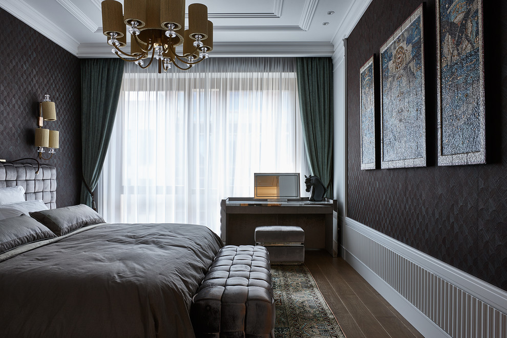 Transitional bedroom photo in Moscow