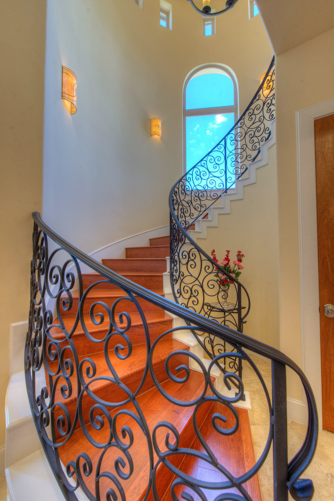 Design ideas for a mediterranean metal spiral staircase in Austin.