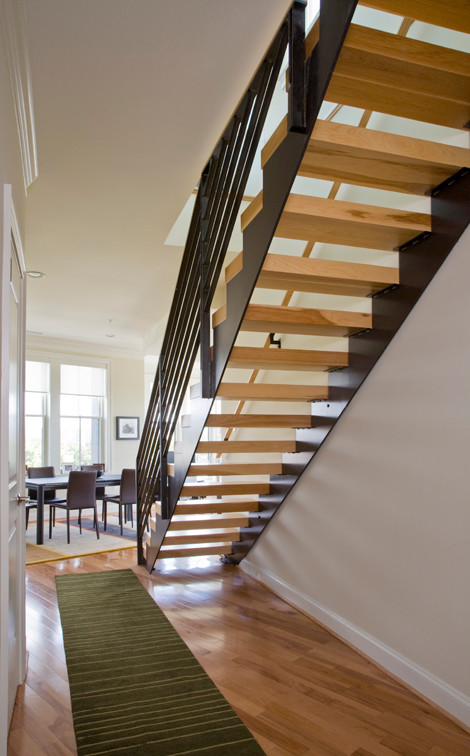 This is an example of a contemporary wood straight staircase in DC Metro with open risers.