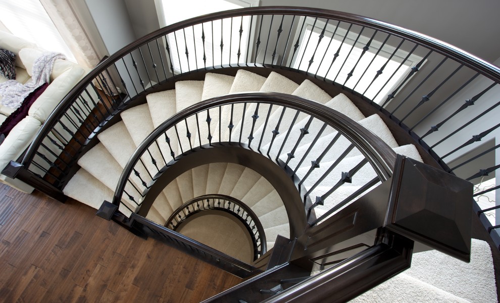 180 degree open rise stair Modern Staircase Edmonton by Specialized Stair and Rail Houzz