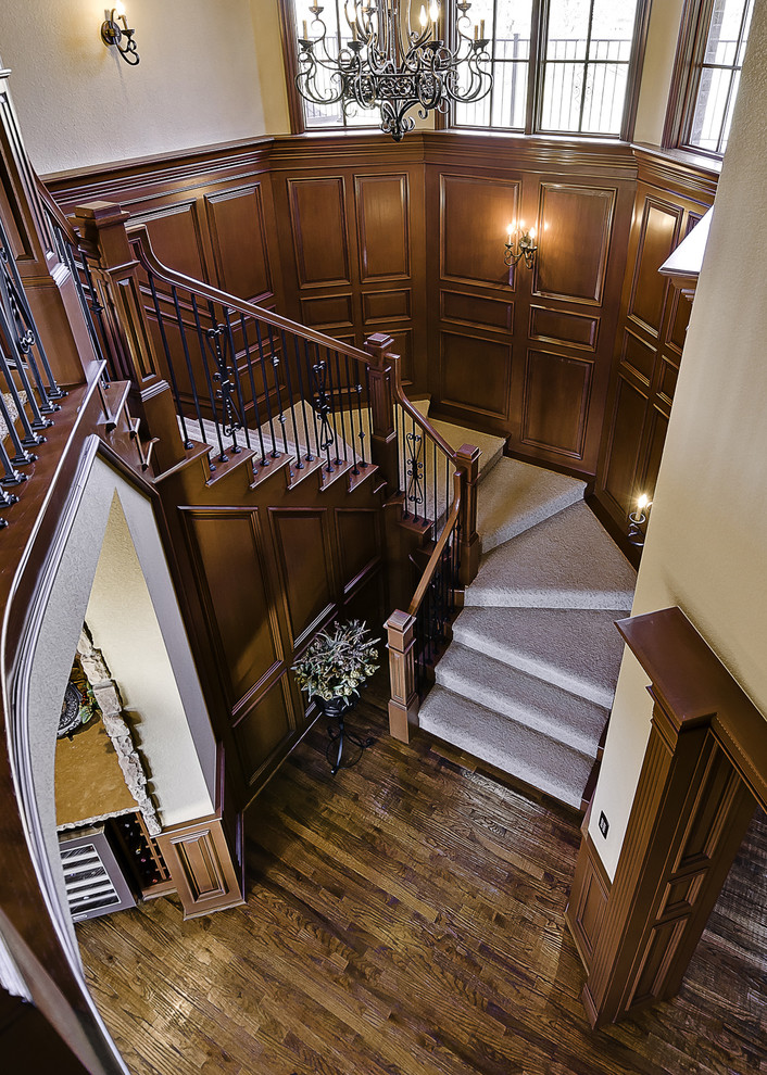 Inspiration for a timeless wooden staircase remodel in Little Rock with wooden risers