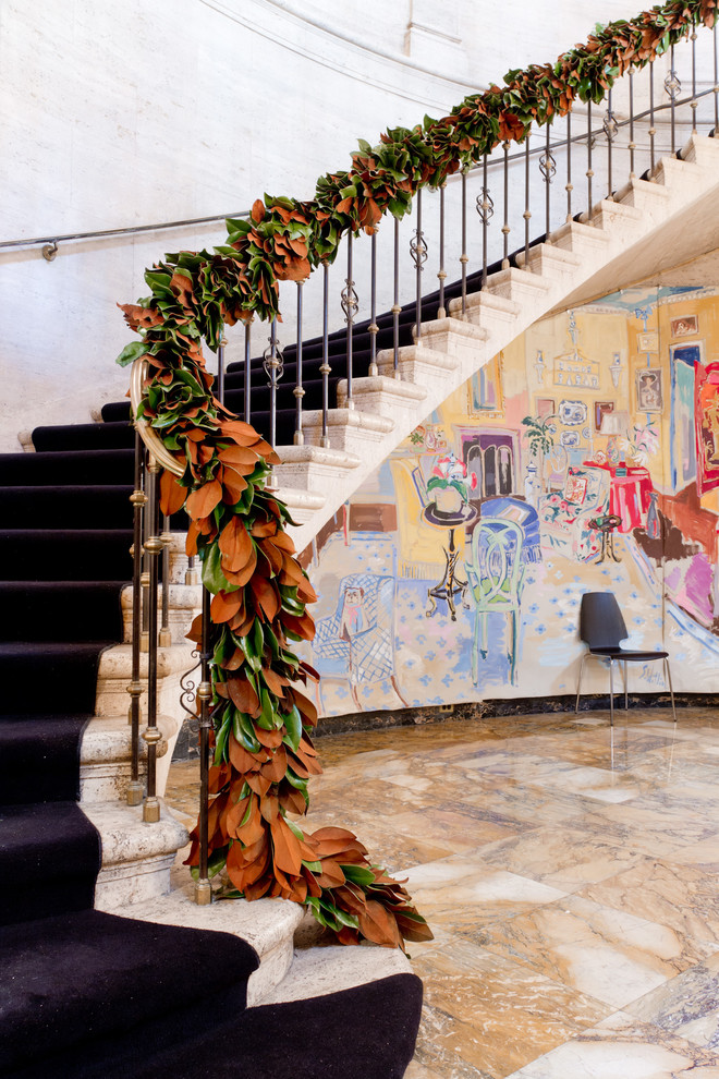 Staircase - eclectic curved staircase idea in New York
