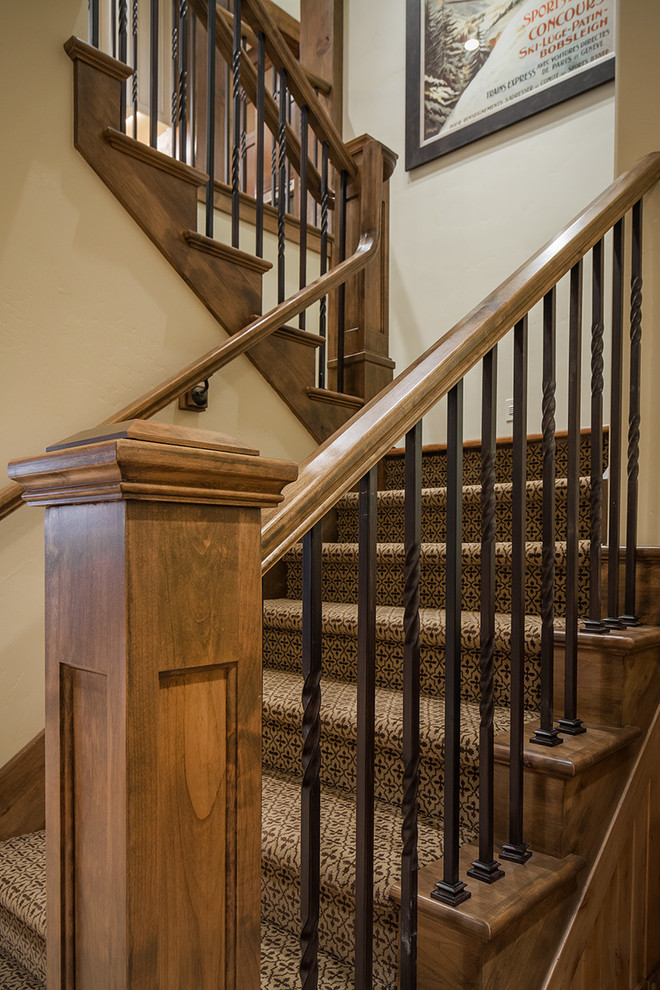 Example of a mountain style staircase design in Salt Lake City