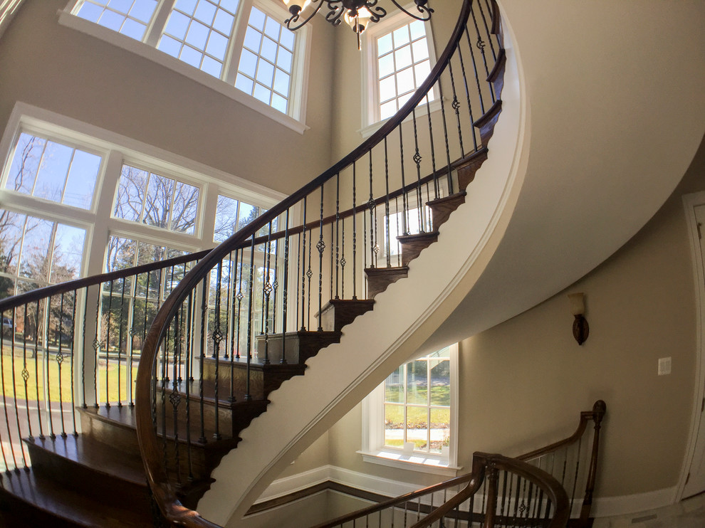 28_Multi-Level Oak&Metal Staircase in Custom Built Home, Potomac Falls ...