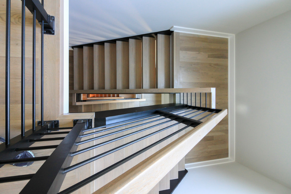 52_Minimalist & Floating Open-Riser White Oak Stairway, Arlington, VA ...