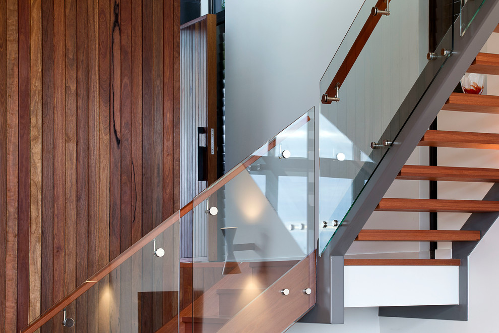 Design ideas for a modern wood l-shaped staircase in Gold Coast - Tweed.