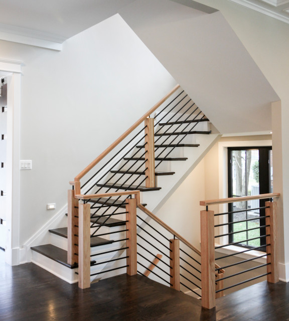 69_Stunning Natural Handrails & Newels + Horizontal Metal Rods ...