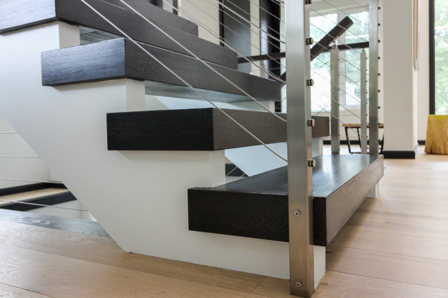 70_Contemporary Stairs With No Risers & Horizontal Railing, Vienna VA ...