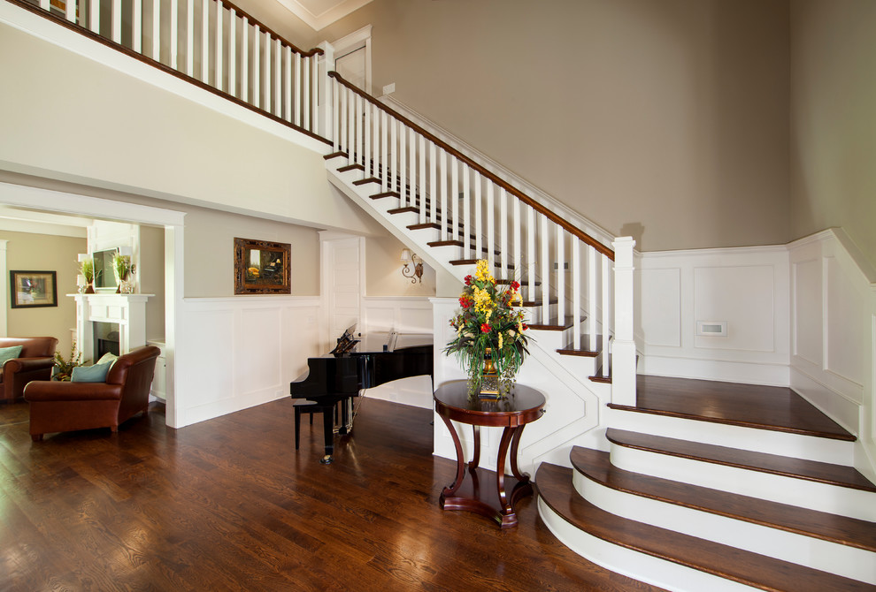 Traditional staircase in Charlotte.