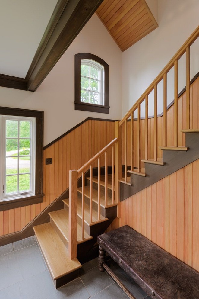 Inspiration for a rustic staircase remodel in Burlington
