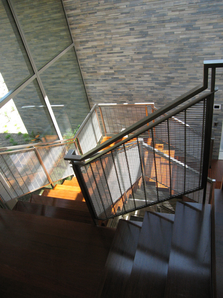 Inspiration for a contemporary wooden l-shaped staircase remodel in Los Angeles
