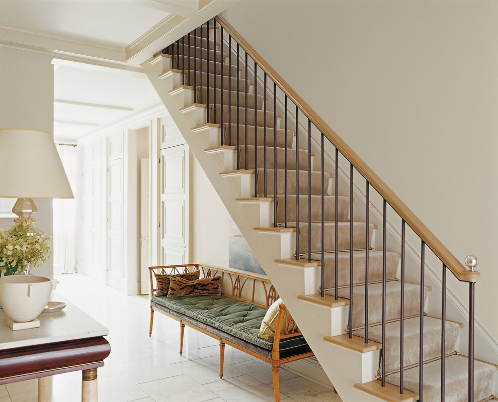 Example of a classic wooden staircase design in New York