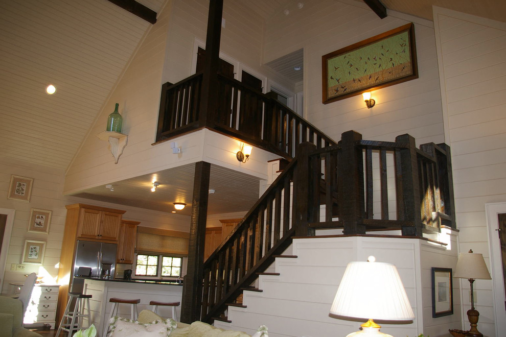 Design ideas for a farmhouse staircase in Charlotte.