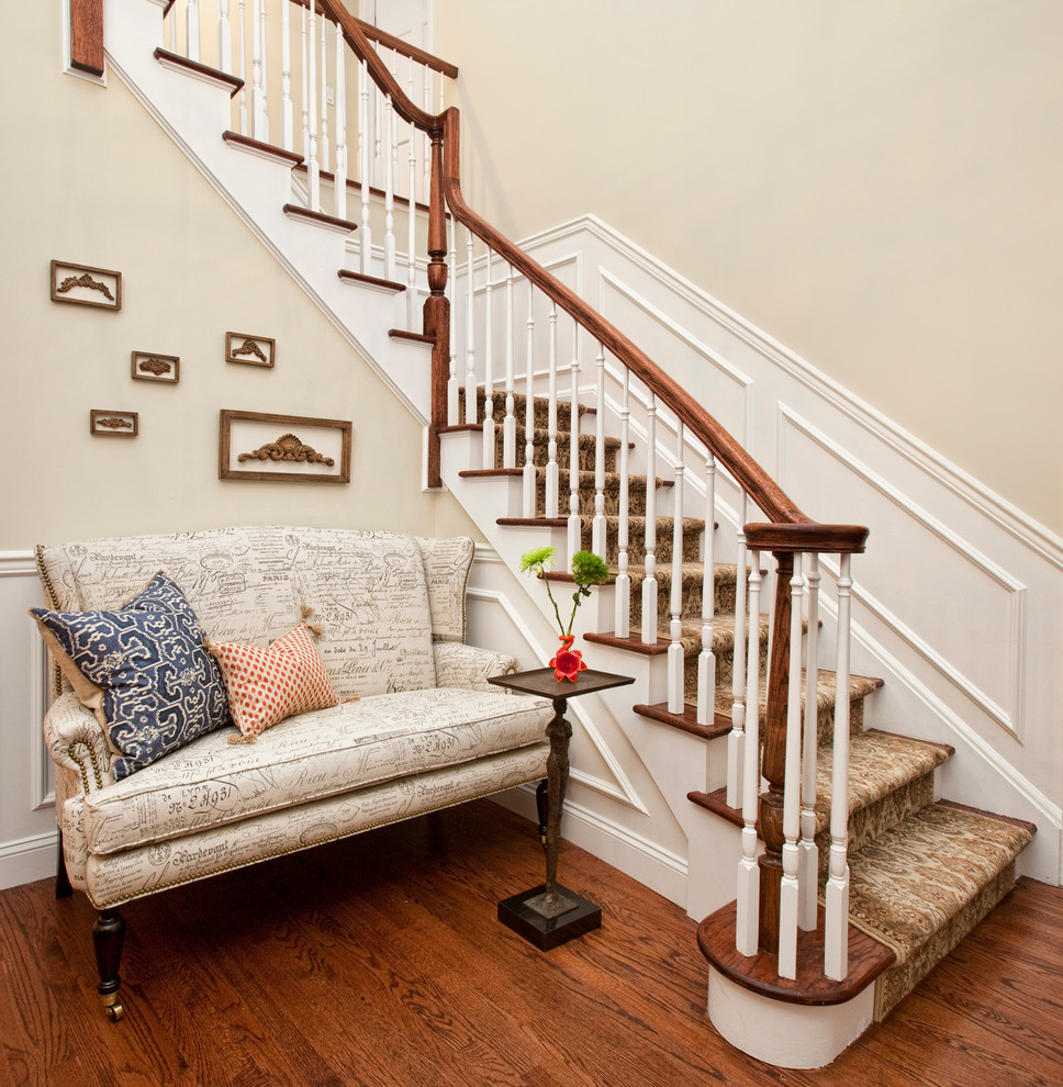 Photo of a classic wood l-shaped staircase spindle in New York.