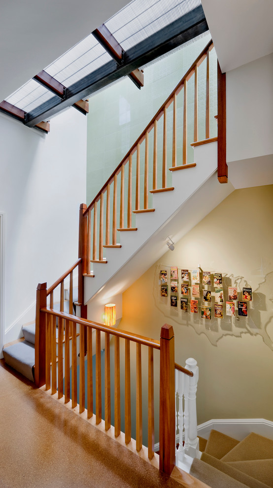 Inspiration for a traditional carpeted staircase in Boston.