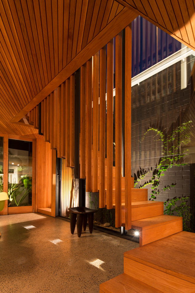 Gerade Moderne Holztreppe mit Holz-Setzstufen in Sydney