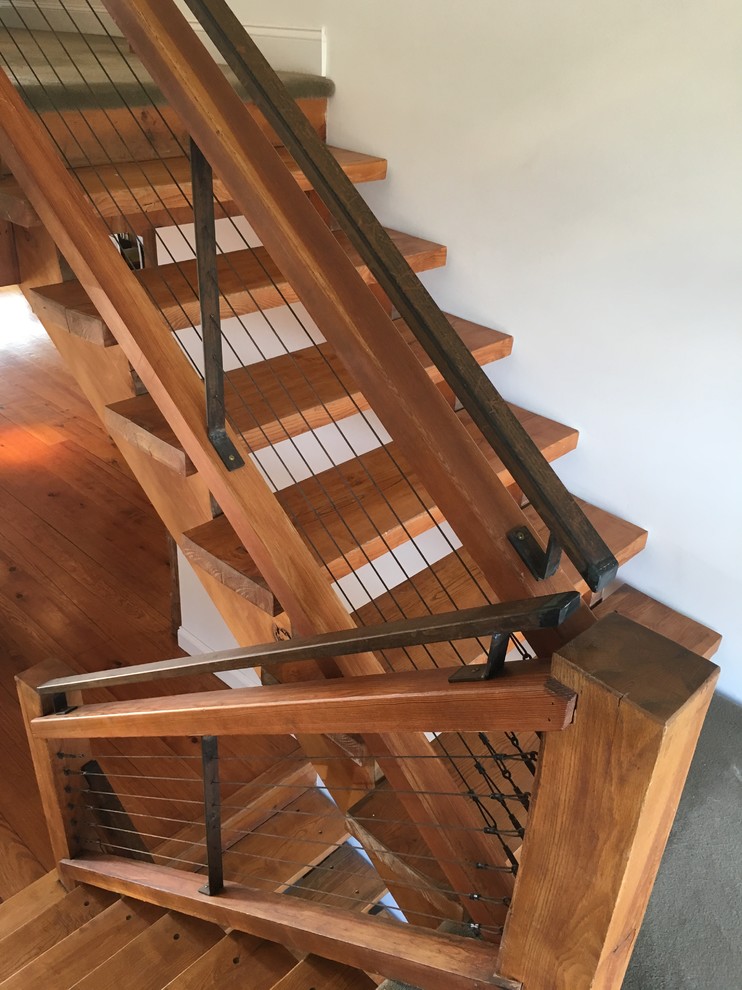 Barn house cable railing - Country - Staircase - Philadelphia - by ...