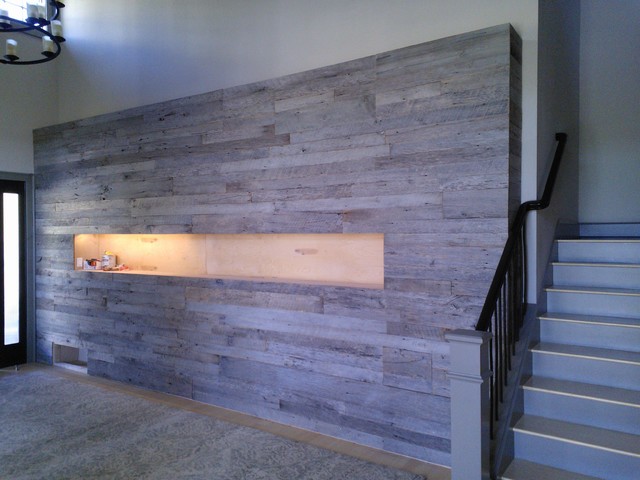 Barn Wood accent walls - Contemporary - Staircase - Seattle - by None |  Houzz IE