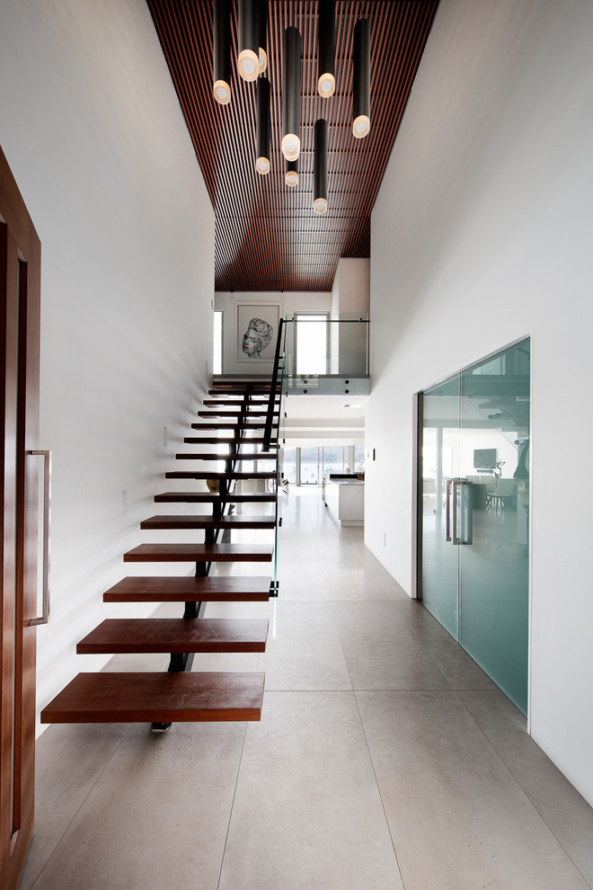 Mittelgroße, Gerade Moderne Treppe mit offenen Setzstufen in Sydney