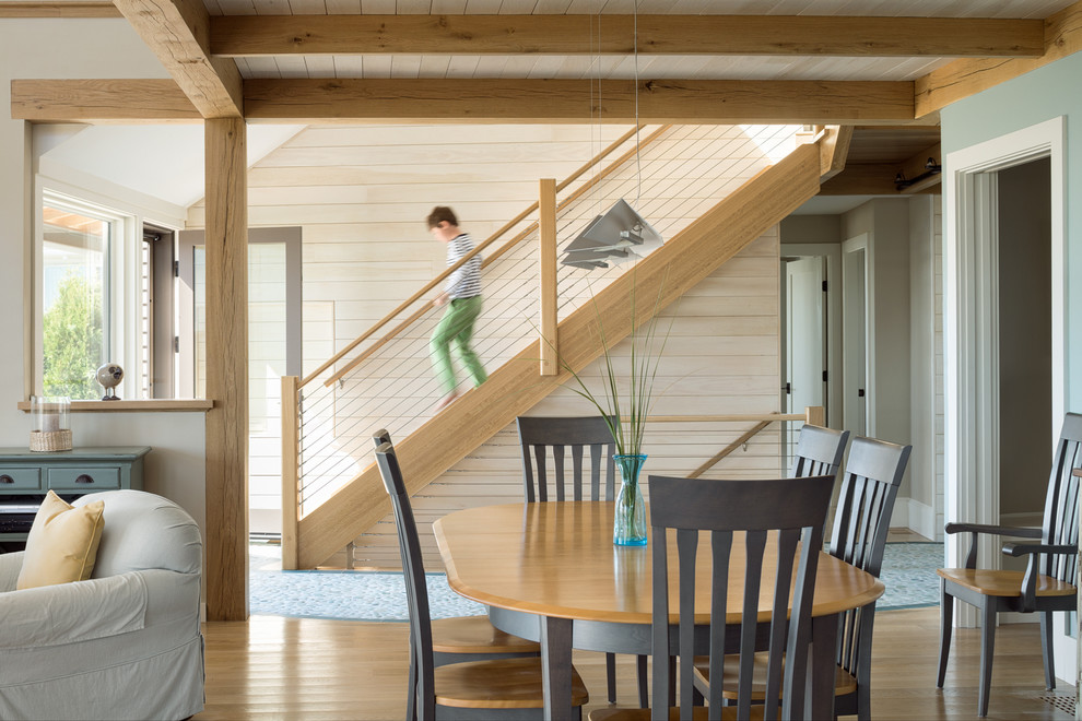 Inspiration for a coastal straight staircase remodel in Portland Maine