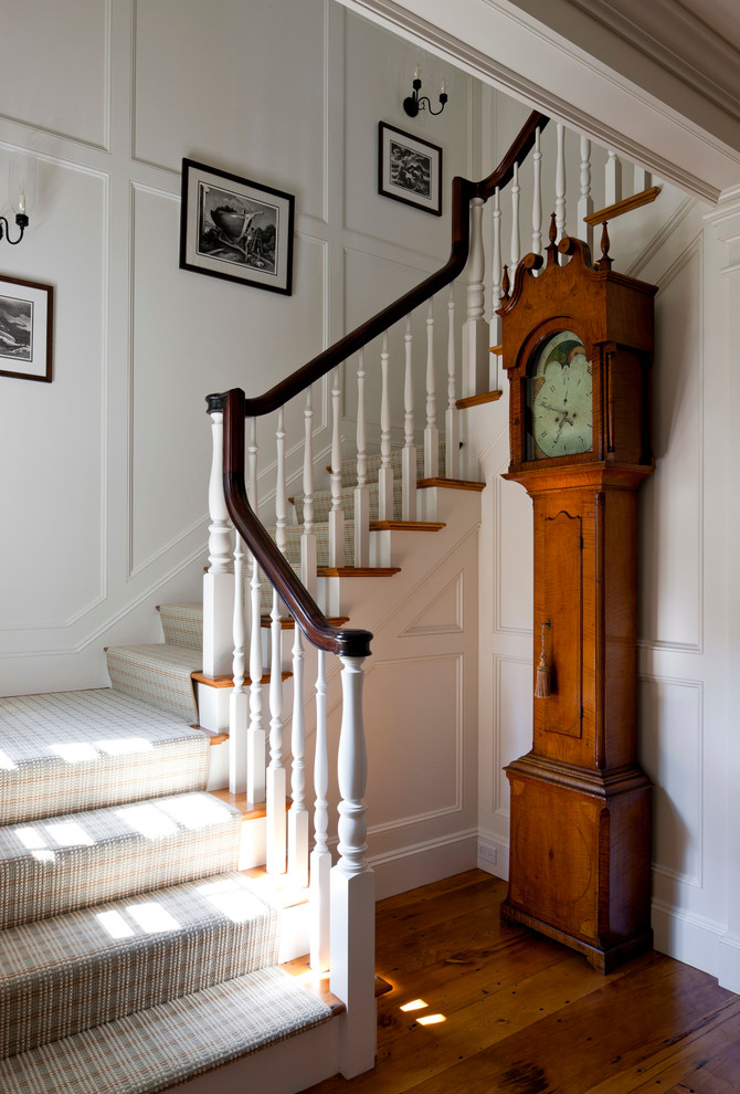 Photo of a nautical wood staircase in Boston.