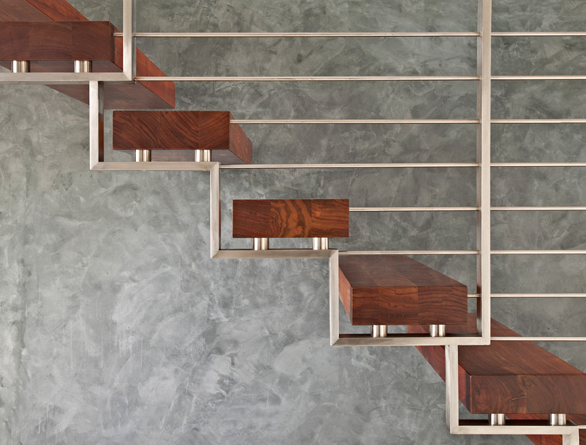 Staircase - contemporary wooden open staircase idea in San Francisco