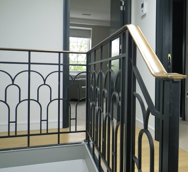 Bespoke Art Deco style Balustrade with Brass Handrail - Transitional -  Staircase - Other - by Fine Iron – Architectural Ironworkers | Houzz