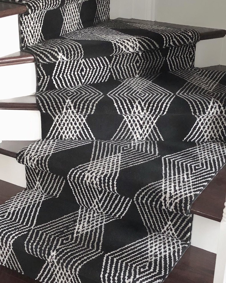 Black And White Patterned Staircase Runner Contemporary Staircase   Black And White Patterned Staircase Runner Alexanian Carpet And Flooring Img~84e15e120ad9142e 9 6724 1 684184b 