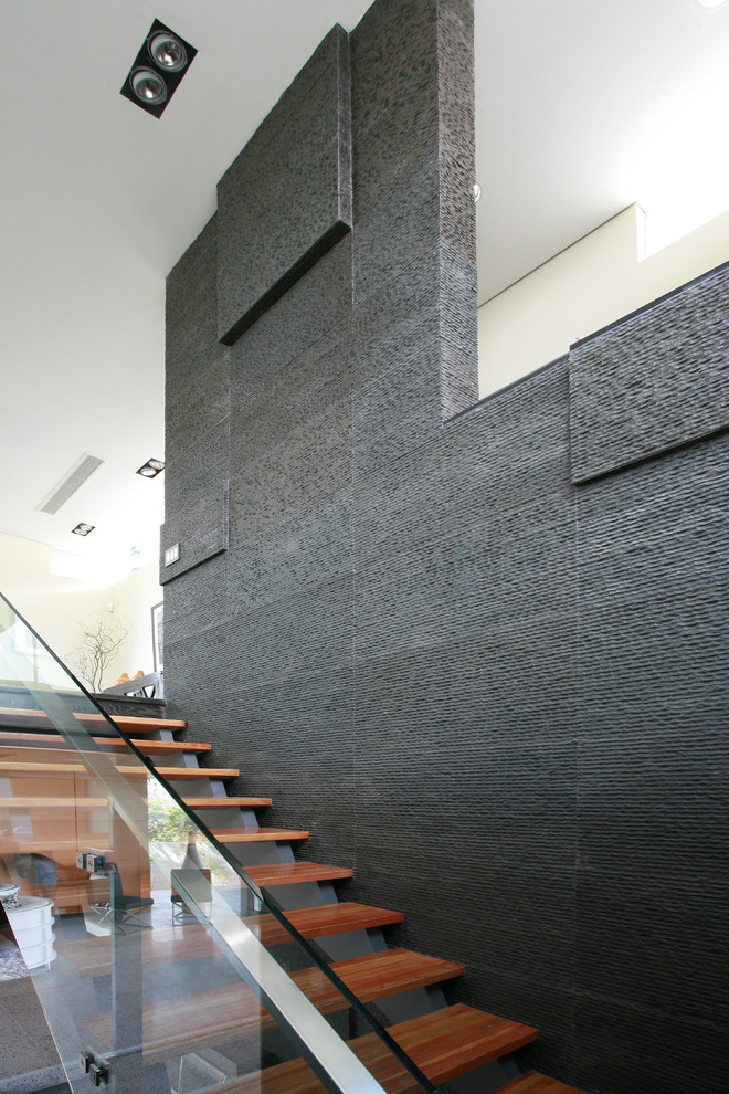 Black Granite Striated Modern Staircase Los Angeles by SOLI Architectural Surfaces Houzz