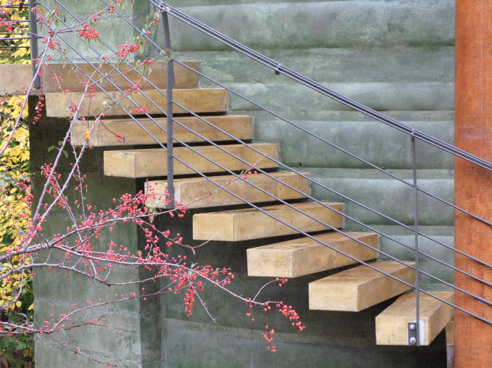 Inspiration for a rustic staircase in Burlington.