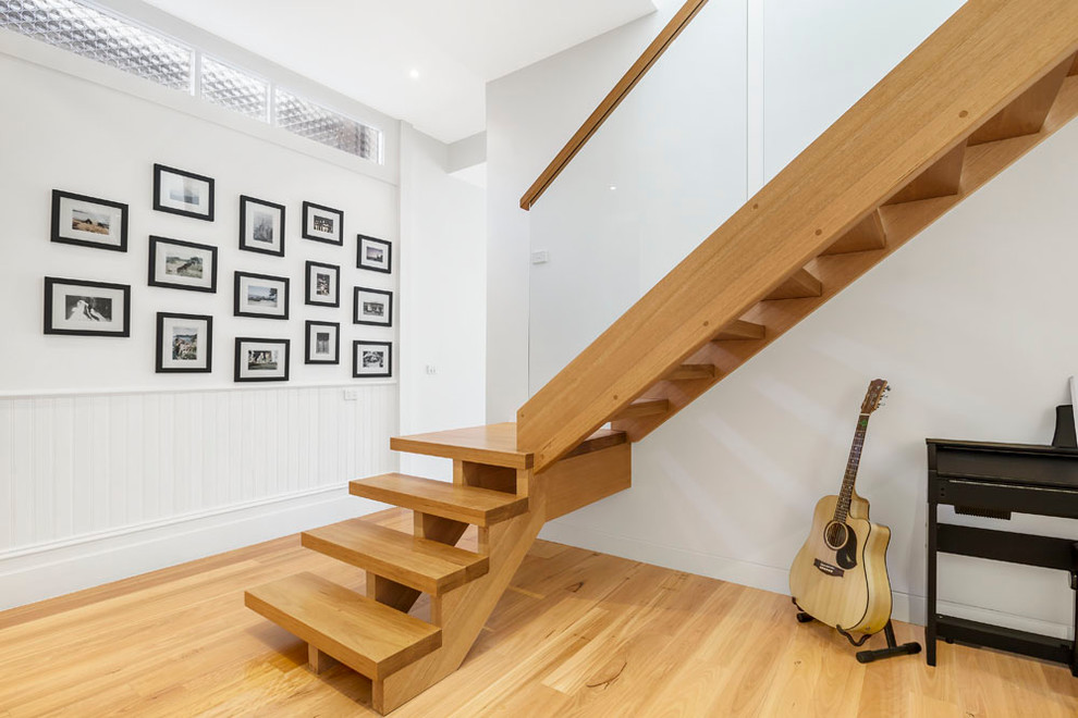 Blackbutt stair with insert glass balustrade Scandinavian Staircase Melbourne by